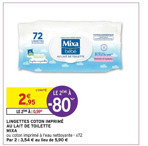 Lingettes Coton Imprimé Au Lait De Toilette Mixa