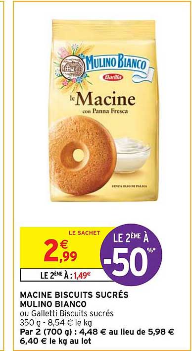 macine biscuits sucrés mulino bianco