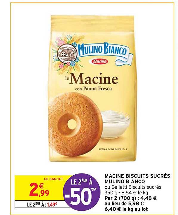 macine biscuits sucrés mulino bianco
