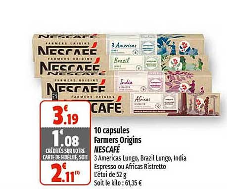 10 Capsules Farmers Origins Nescafé