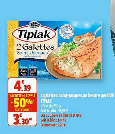 2 Galettes Saint-jacques Au Beurre Persillé Tipiak