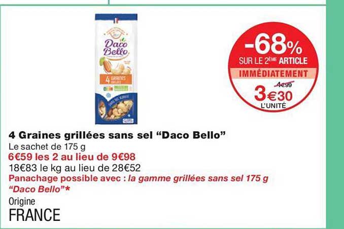 4 graines grillées sans sel "daco bello"