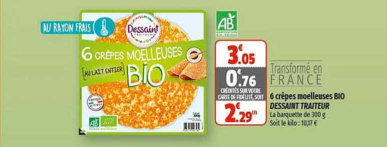 6 Crêpes Moelleuses Bio Dessaint Traiteur