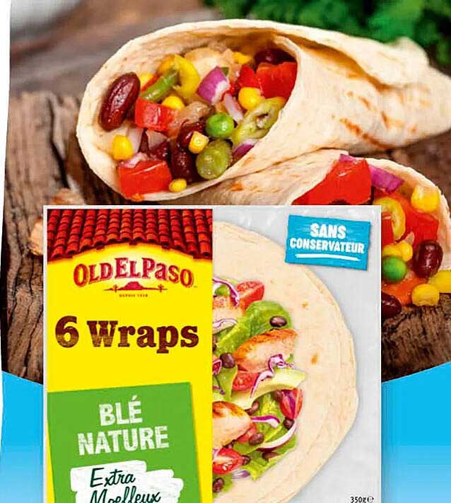 6 Wraps Blé Nature Extra Moelleux Old El Paso
