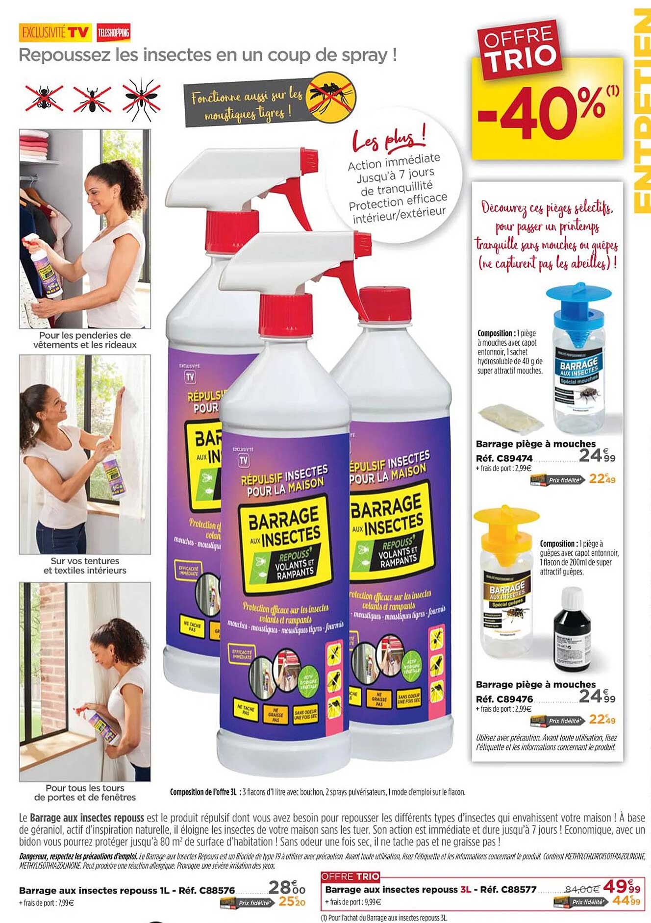 barrage piège à mouches, barrage aux insectes repouss