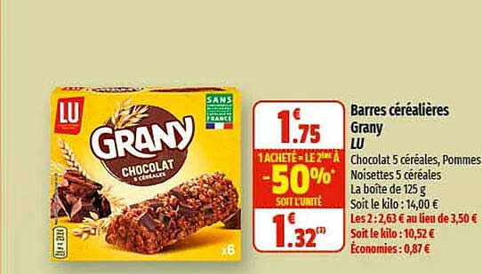 barres céréalières grany lu