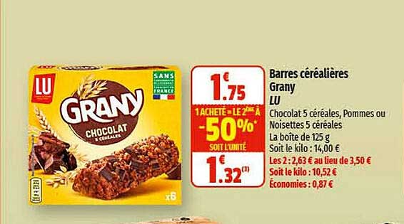 barres céréalières grany lu