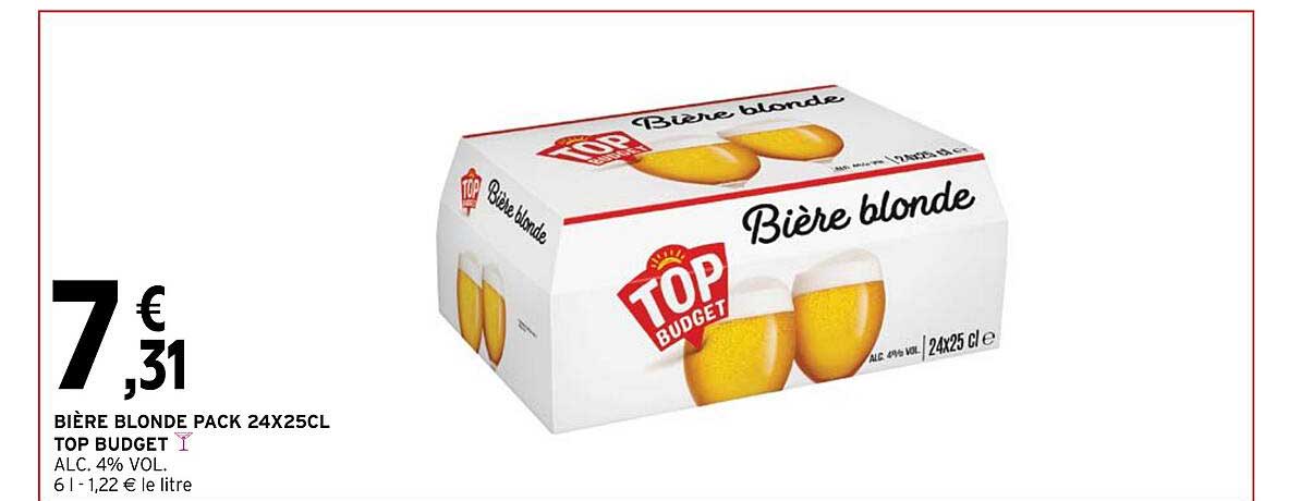 bière blonde pack 24 x 25cl top budget