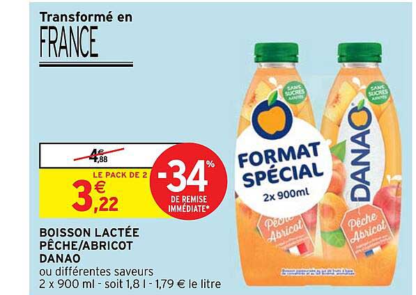 boisson lactée pêche-abricot danao