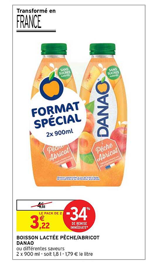 boisson lactée pêche-abricot danao