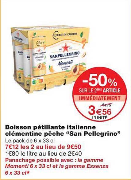 boisson pétillante italienne clémentine pêche "san pellegrino"