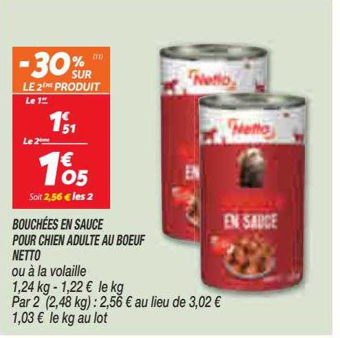 Bouchées En Sauce Pour Chien Adulte Au Bœuf Netto