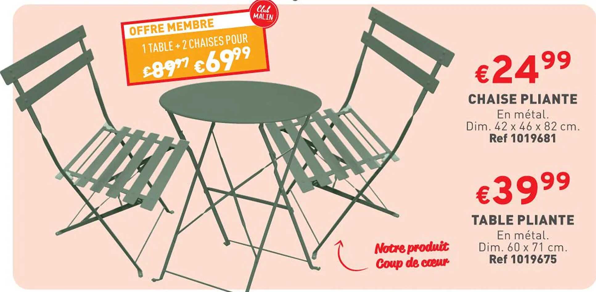 Chaise Pliante, Table Pliante