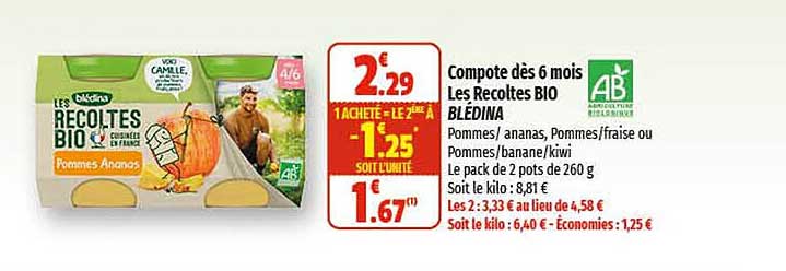 compote dès 6 mois les récoltes bio blédina