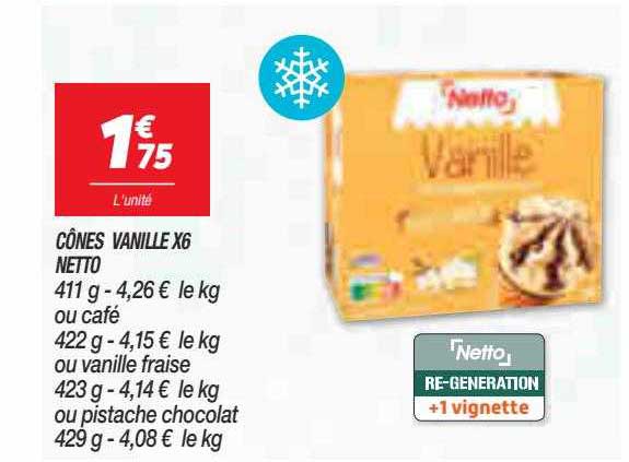 Cônes Vanille X 6 Netto