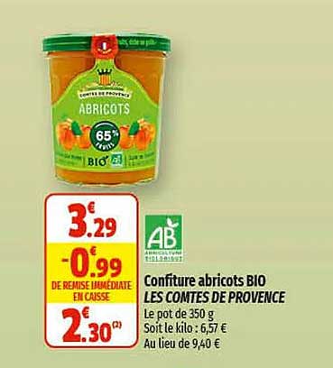 confiture abricots bio les comtés de provence