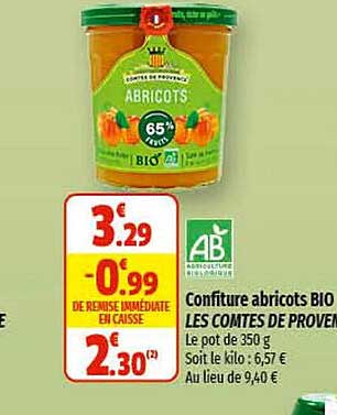 confiture abricots  bio les comtés de provence