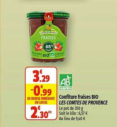confiture fraises bio les comtés de provence