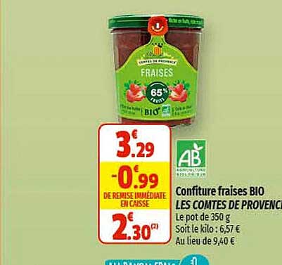 confiture fraises bio les comtés de provence
