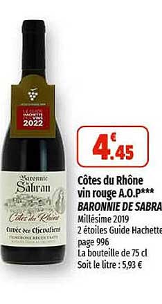 côtes du rhône vin rouge  a.o.p. baronne de sabra