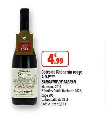 côtes du rhône vin rouge  a.o.p. baronne de sabran