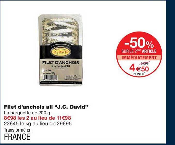 filet d'anchois ail "j.c. david"