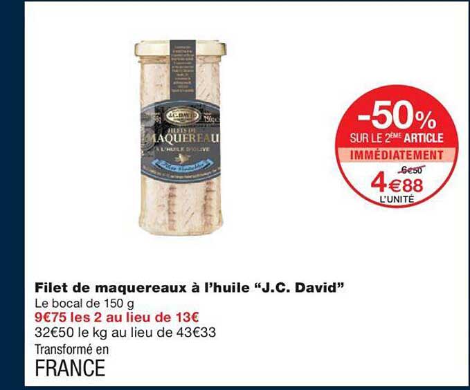 filet de maquereaux à l'huile "j.c. david"