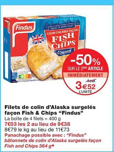 filets de colin d'alaska surgelés façon fish & chips "findus"