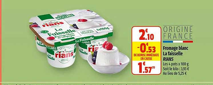 Fromage Blanc La Faisselle Rians