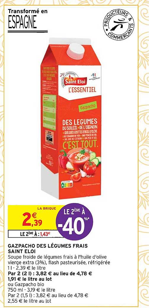 gazpacho des légumes frais saint éloi