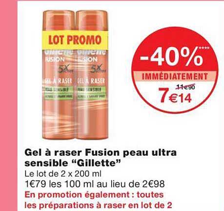 Gel à Raser Fusion Peau Ultra Sensible "gillette"
