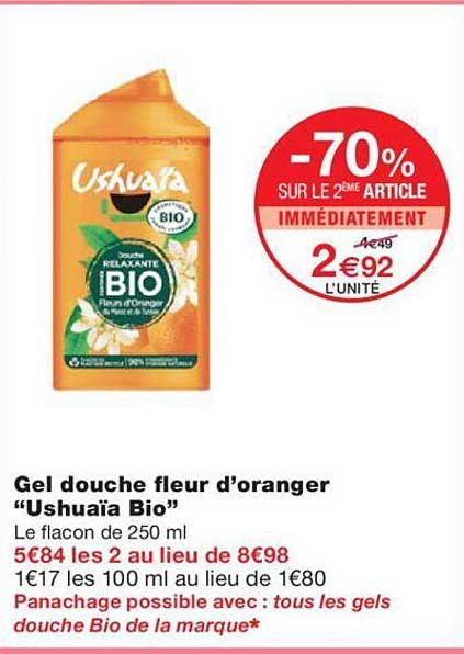 gel douche fleur d'oranger "ushuaïa bio"
