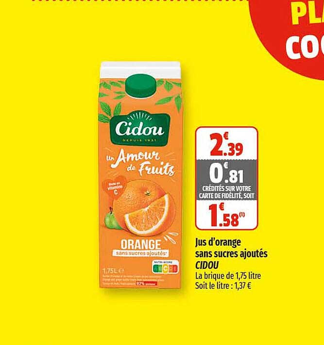 Jus D'orange Sans Sucres Ajoutés Cidou