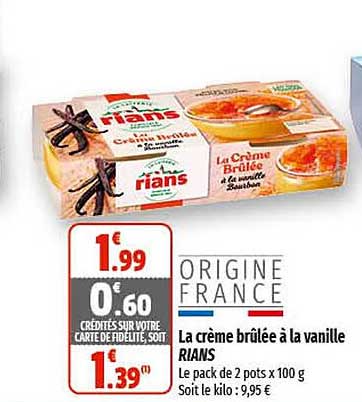 la crème brûlée à la vanille rians