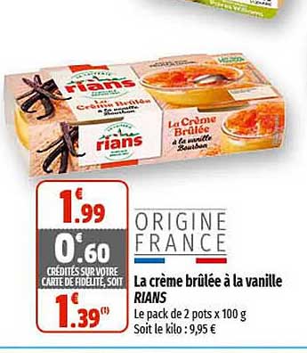 la crème brûlée à la vanille rians