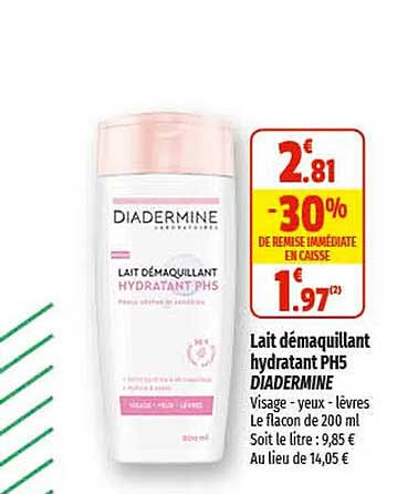 Lait Démaquillant Hydratant Ph5 Diadermine