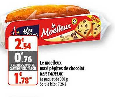 le moelleux maxi pépites de chocolat ker cadélac
