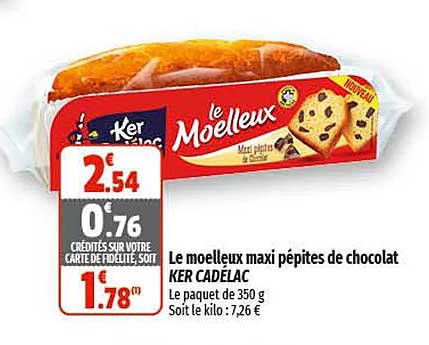le moelleux maxi pépites de chocolat ker cadélac