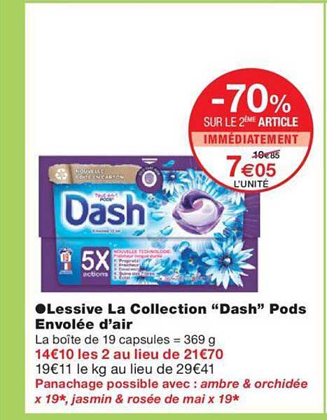 lessive la collection "dash" pods envolée d'air