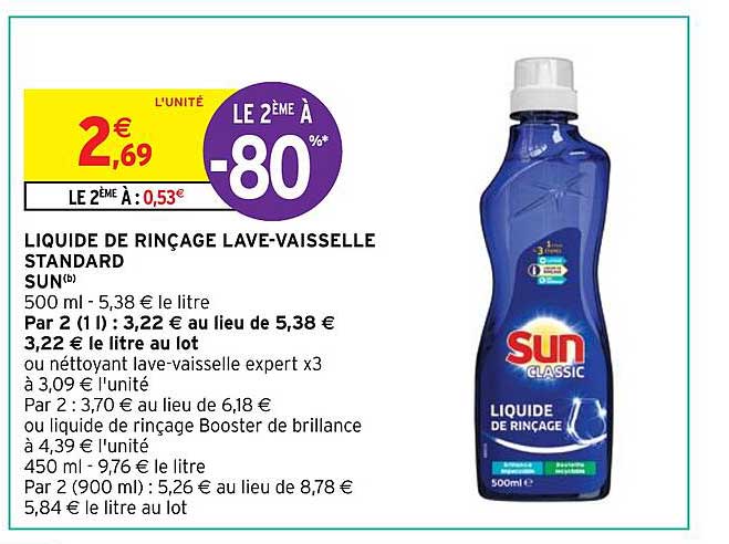 liquide de rinçage lave-vaisselle standard sun