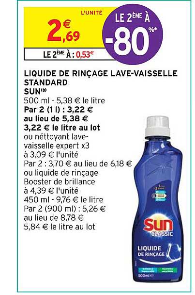 liquide de rinçage lave-vaisselle standard sun