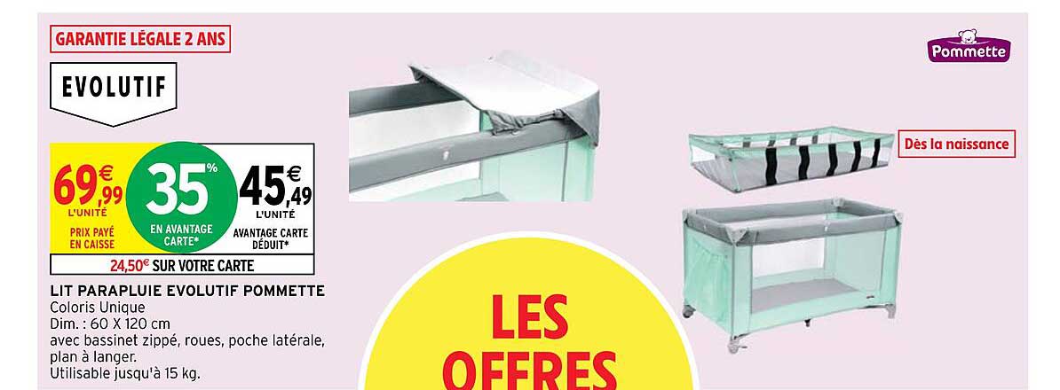 Lit Parapluie évolutif Pommette