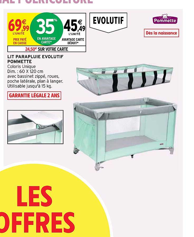 lit parapluie évolutif pommette