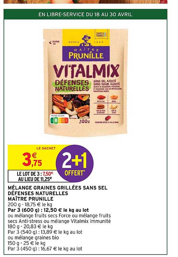 mélange graines grillées sans sel défenses naturelles maître prunille