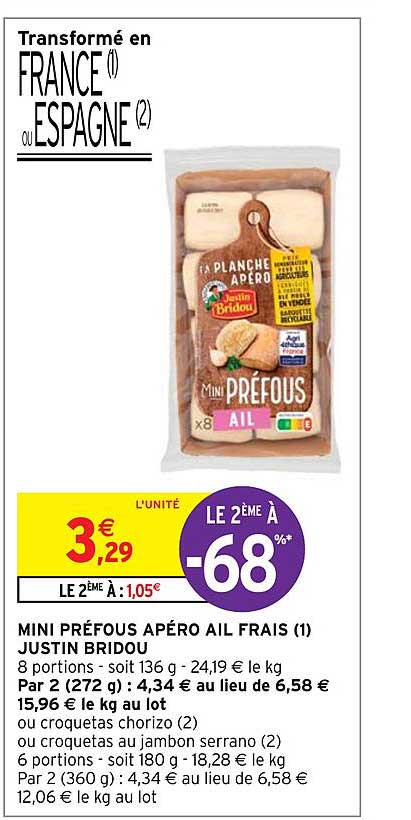 mini préfous apéro ail frais justin bridou