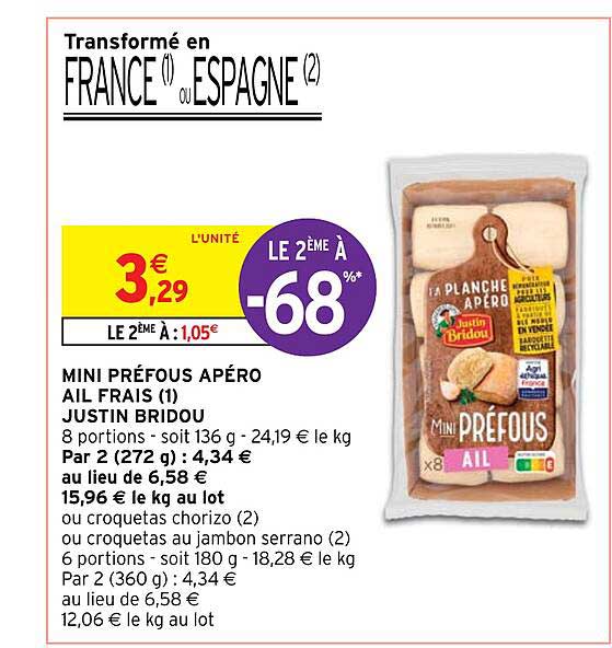 mini préfous apéro ail frais justin bridou