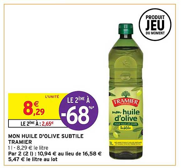 mon huile d'olive subtile tramier