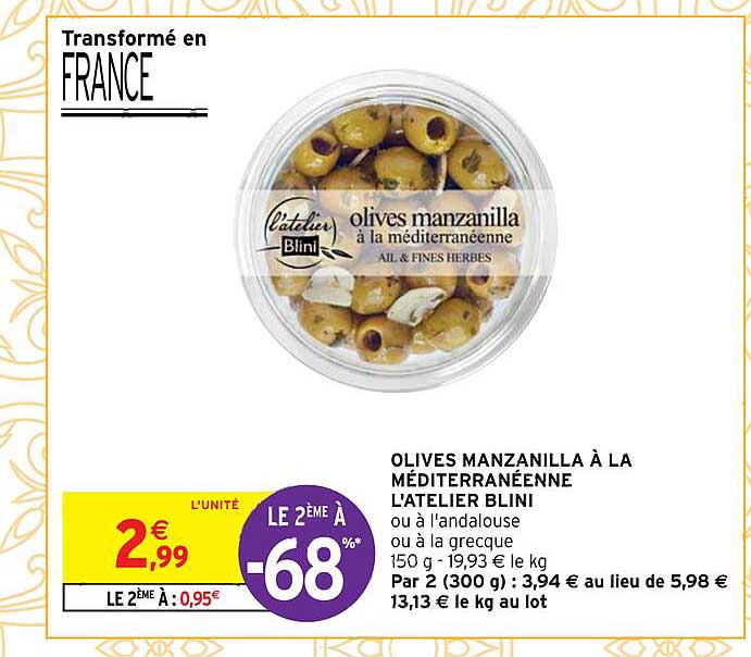 olives manzanilla à la méditerranéenne l'atelier blini