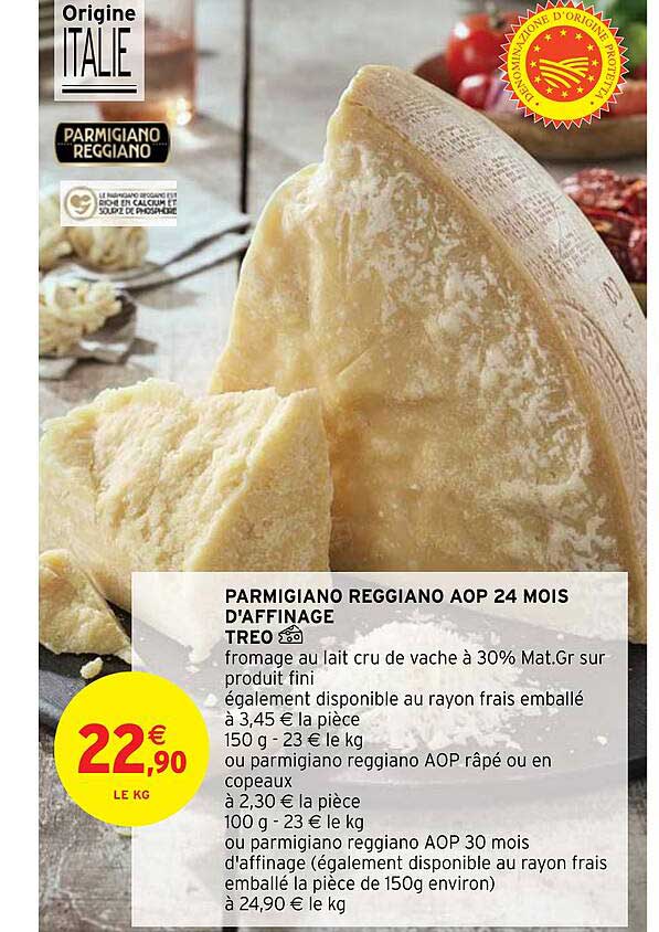 parmigiano reggiano aop 24 mois d'affinage tréo