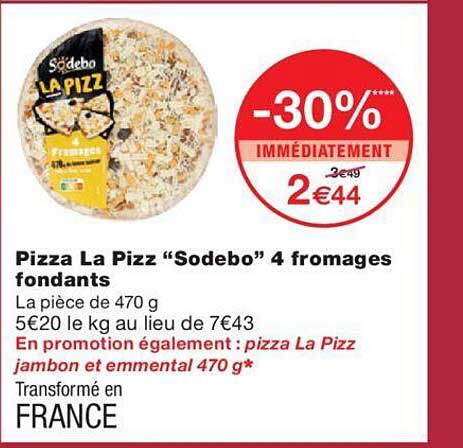 Pizza La Pizz "sodebo" 4 Fromages Fondants